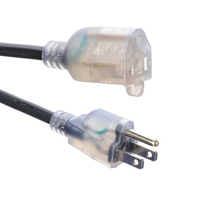 6 ft Βόρεια Αμερική ETL 3 Pin Heavy Duty εξωτερικό καλώδιο επέκτασης με φωτισμένο άκρο θηλυκό άκρο τύπου NEMA