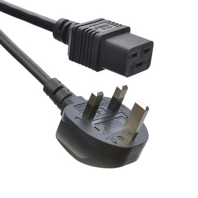 Δίκτυο SDK Βρετανία BS Standard C5 C19 Connector 3 Pin Line Lead Strip Wire Power Cord 3 Prong Ac Cord Supply IEC Cable Μαύρο
