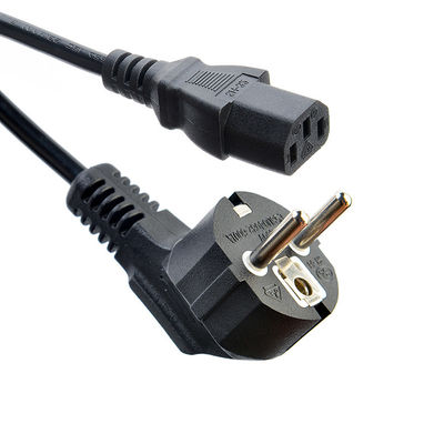 Εγγυημένο από την VDE Shucko CEE7/7 Συναρμολογητής με IEC C13 Συνδετήρα Ηλεκτρονικά καλώδια τροφοδοσίας υπολογιστή