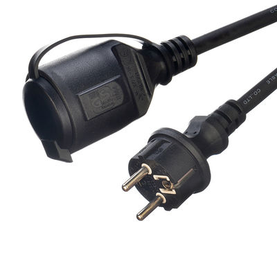 Εξωτερικό καλώδιο επέκτασης Euro 16A/250V ευθεία 3 πιν πλέκτης βαρύ φορτίο με 2 πόλους υδροστεγή πρίζα H07RN-F 3X1.5MM2