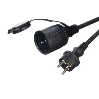 Εξωτερικό καλώδιο επέκτασης Euro 16A/250V ευθεία 3 πιν πλέκτης βαρύ φορτίο με 2 πόλους υδροστεγή πρίζα H07RN-F 3X1.5MM2