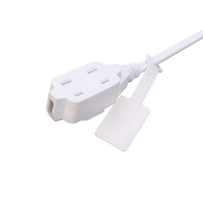 Λευκό ETL Standard 2 Pin Plug με 18 AWG καλώδιο Nema 1-15p έως 1-15r αρσενικό σε θηλυκό καλώδιο επέκτασης με 13A ονομαστικό ρεύμα