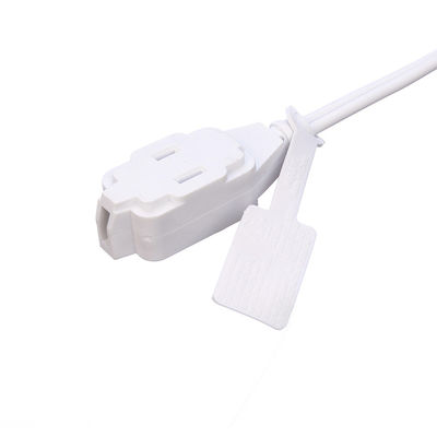 Λευκό ETL Standard 2 Pin Plug με 18 AWG καλώδιο Nema 1-15p έως 1-15r αρσενικό σε θηλυκό καλώδιο επέκτασης με 13A ονομαστικό ρεύμα