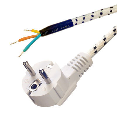 VDE Standard Power Cord για ατμό σίδηρο Εμπορικό ονομαστικό ρεύμα 16A 3 άκρη βαμβάκι πλεγμένο καλώδιο επέκτασης AC