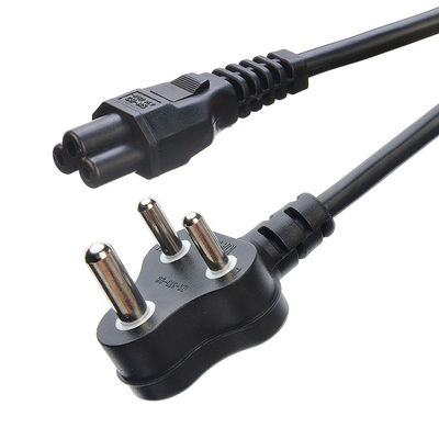 16A 3 Pin Plug Power Cords Νότια Αφρική SABS Πρότυπο για οικιακές συσκευές Μαύρο προβολέα φορητού υπολογιστή Εμπορικός τύπος άκρου αρσενικού