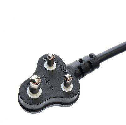 16A 3 Pin Plug Power Cords Νότια Αφρική SABS Πρότυπο για οικιακές συσκευές Μαύρο προβολέα φορητού υπολογιστή Εμπορικός τύπος άκρου αρσενικού