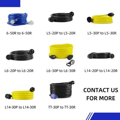 Εξωτερικό Yard Party 125V 15A NEMA 6-50P/R βαρύ φορτίο 1/3/5/6/20FT 50M φωτισμένο άκρο μπλε πολλαπλό Rv καλώδιο επέκτασης καλώδιο ρεύματος