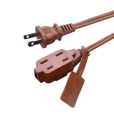 18AWG ETL Pararell Wire AC Power Cord with Switch and Socket Extension Cord Brown ETL Standard PVC Jacket USA 2 Prong Ηλεκτρικό καλώδιο με διακόπτη και πρίζα