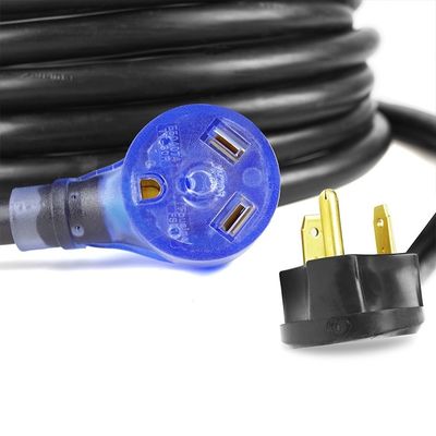 30Amp Heavy Duty RV Extension Cord 10 AWG ETL 50ft TT-30P έως TT-30R με LED δείκτη και εύκολο σχεδιασμό αποσύνδεσης