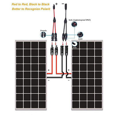 1x4mm2 Κουπέρ XLPO XLPE ΦΒ καλώδιο Y διαχωριστικό 1 Μεταφορά 2 με PV004 συνδετήρα Θέρμανση UV Res Jacket TUV Εγκρίθηκε