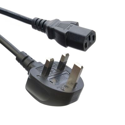 Δίκτυο SDK Βρετανία BS Standard C5 C19 Connector 3 Pin Line Lead Strip Wire Power Cord 3 Prong Ac Cord Supply IEC Cable Μαύρο