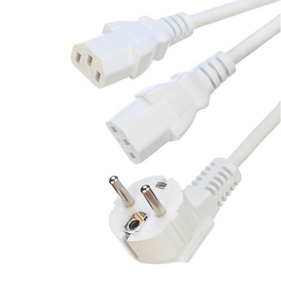 Πιστοποιημένο SNI 2 Πιν με επαφή γης Schuko Plug σε 2XC13 Γυναίκα Τύπος Y Splitter Δυναμικό Σύρμα SNI Σύρμα επέκτασης 250V / 16A