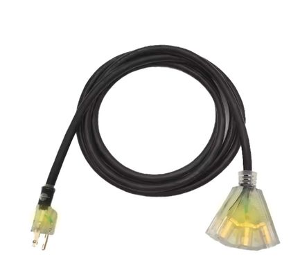 20A/250V SJTW Heavy Duty Μαύρο καλώδιο επέκτασης με 3 άκρα και υποστήριξη εξωτερικού φωτισμού Προσαρμόσιμη επιλογή χρώματος