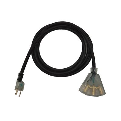 20A/250V SJTW Heavy Duty Μαύρο καλώδιο επέκτασης με 3 άκρα και υποστήριξη εξωτερικού φωτισμού Προσαρμόσιμη επιλογή χρώματος