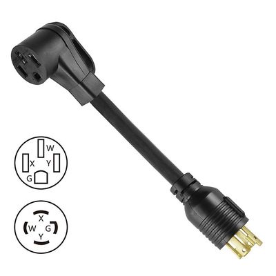 30 Amp Generator Inlet Box NEMA L14-30P Twist Lock Plug σε 14-50R Αναπροσαρμοστής με καλώδιο επέκτασης SJTOW σε προσαρμόσιμο μπλε