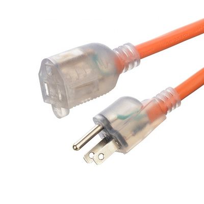 15 FT 12/3 Gauge LED φωτισμένο άκρο SJTW 15 Amp/125V/1875W Πορτοκαλί εξωτερικό μπουφάν βαρύ καλώδιο ισχύος για εσωτερικό / εξωτερικό