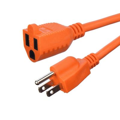 Τύπος τερματισμού / 15ft Heavy Duty Power Cord In 3 Prong16 SJTW AWG σε εξωτερικά κεραμίδια με Nema-15 Orange Plug για καλώδια επέκτασης